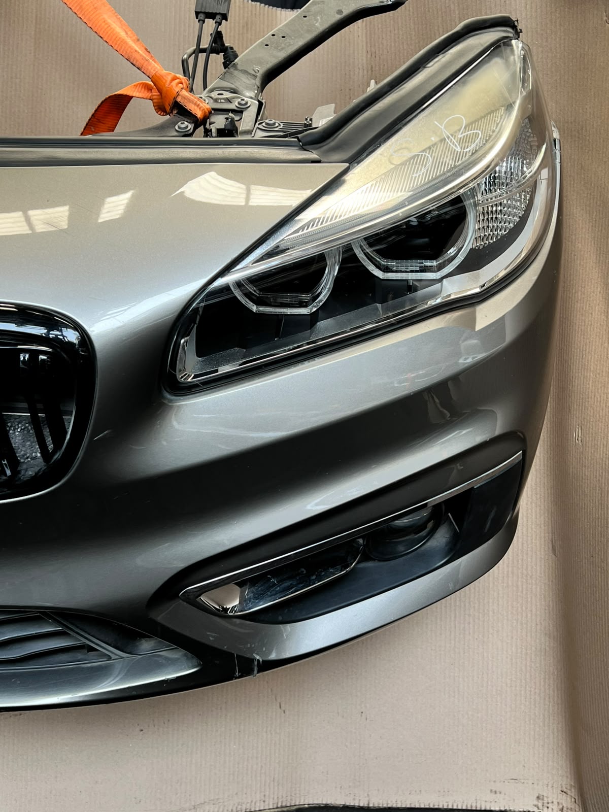BMW F45 2015 218d B47 4-CYLINDER COMPLETE NOSE CUT FRONT BUMPER HEADLIGHTS GRILLE OEM USED
