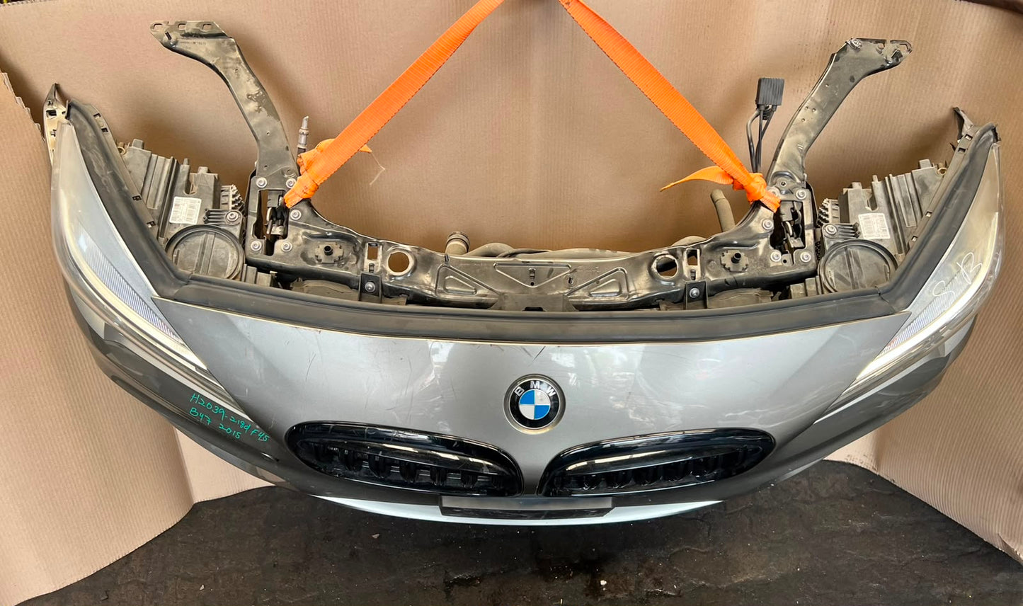 BMW F45 2015 218d B47 4-CYLINDER COMPLETE NOSE CUT FRONT BUMPER HEADLIGHTS GRILLE OEM USED
