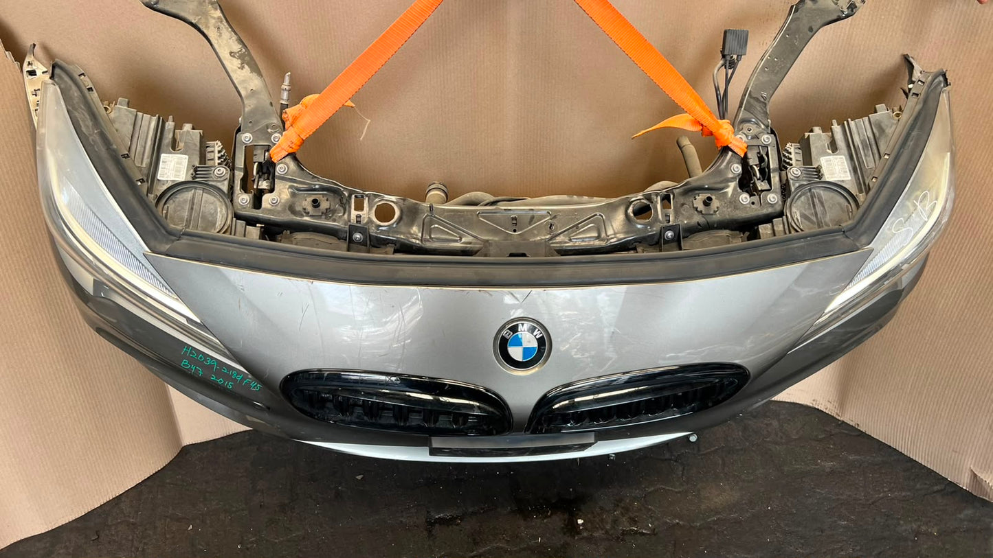 BMW F45 2015 218d B47 4-CYLINDER COMPLETE NOSE CUT FRONT BUMPER HEADLIGHTS GRILLE OEM USED