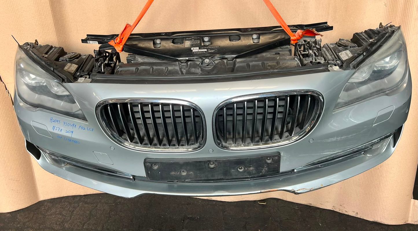 BMW F02 LCI 2014 750DX N57X COMPLETE NOSE CUT HEADLIGHTS FRONT BUMPER GRILLE OEM USED