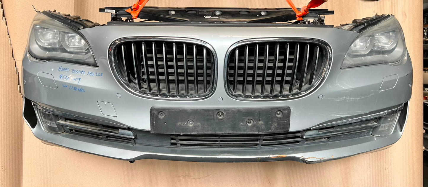 BMW F02 LCI 2014 750DX N57X COMPLETE NOSE CUT HEADLIGHTS FRONT BUMPER GRILLE OEM USED
