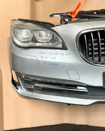 BMW F02 LCI 2014 750DX N57X COMPLETE NOSE CUT HEADLIGHTS FRONT BUMPER GRILLE OEM USED