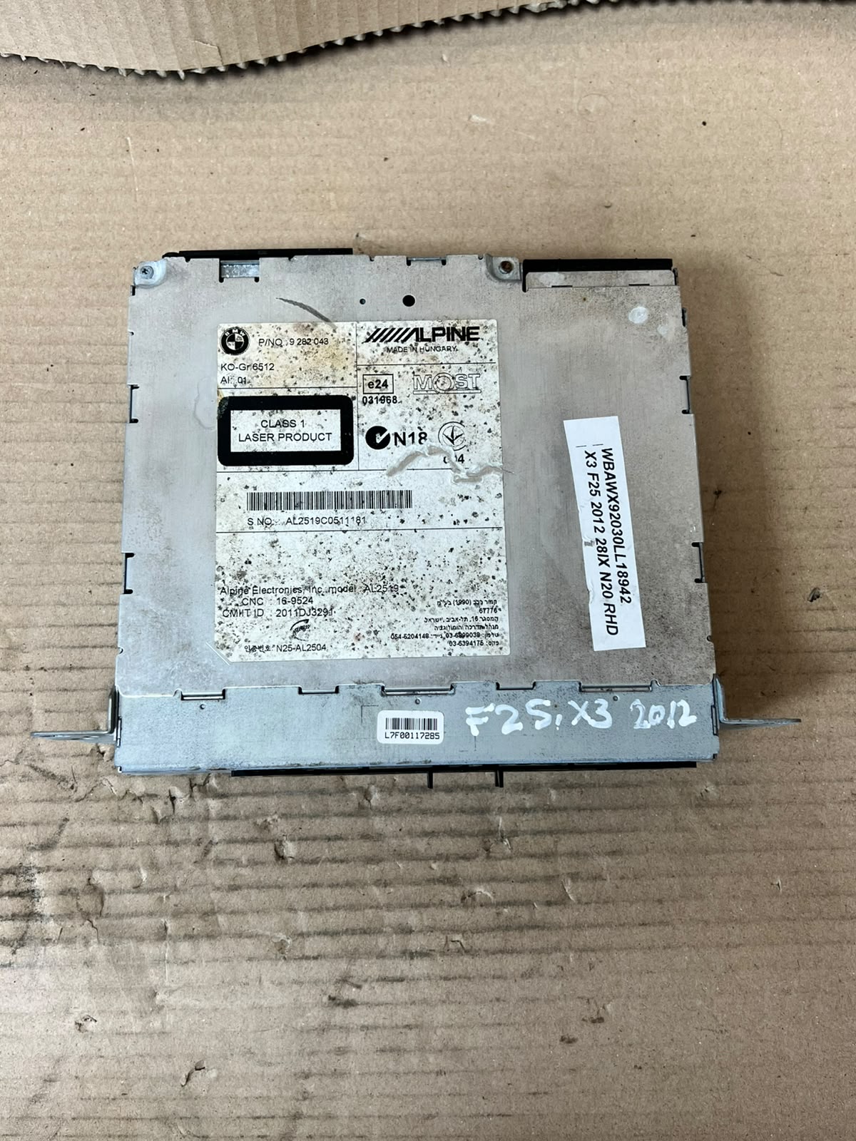 BMW X3 F25 2010-2014 Sat Nav Stereo Multimedia Head Unit 9282043 OEM