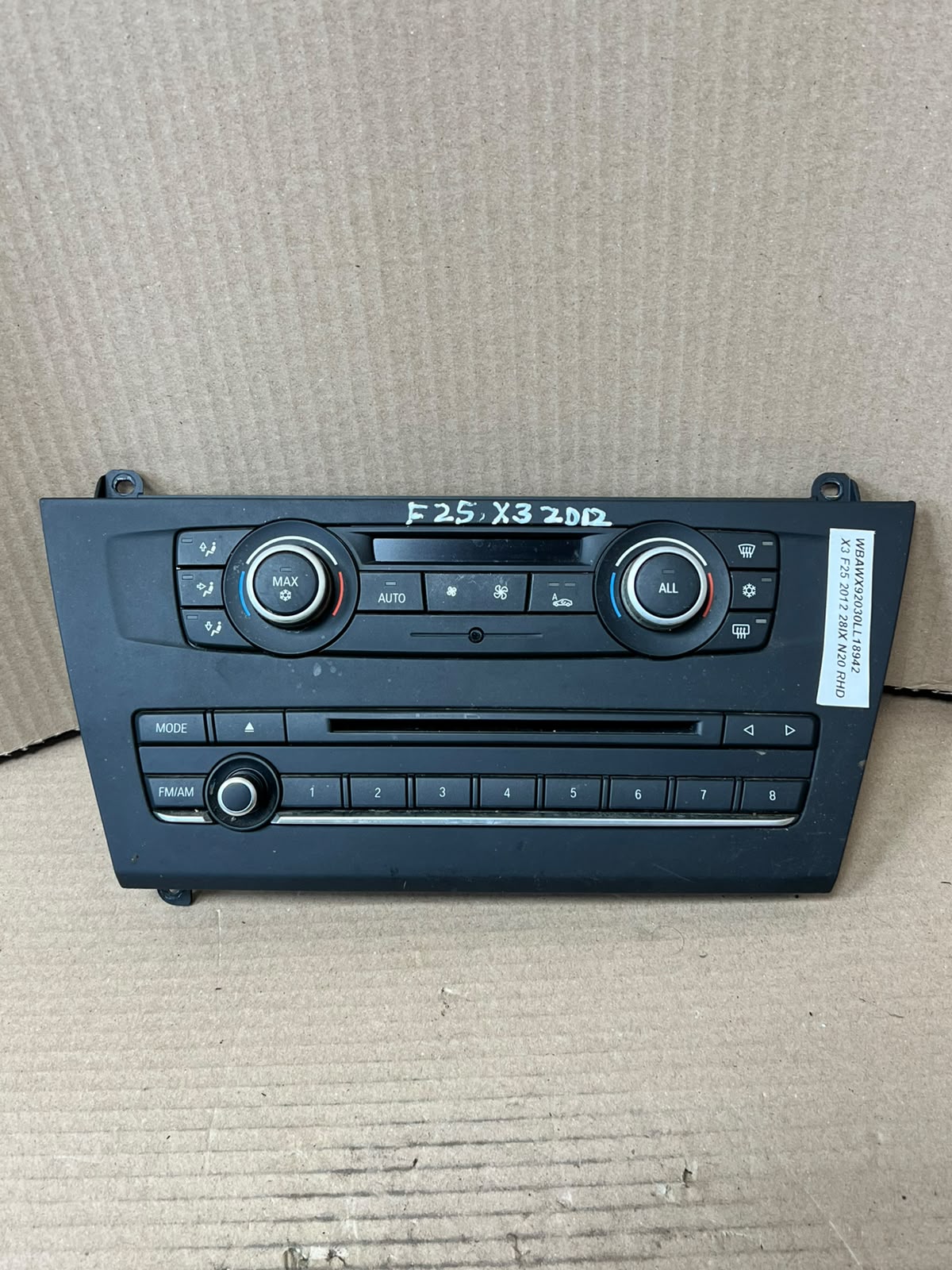 BMW X3 F25 X4 F26 Climate Control Audio A/C Panel 9284596 OEM 2010-2014