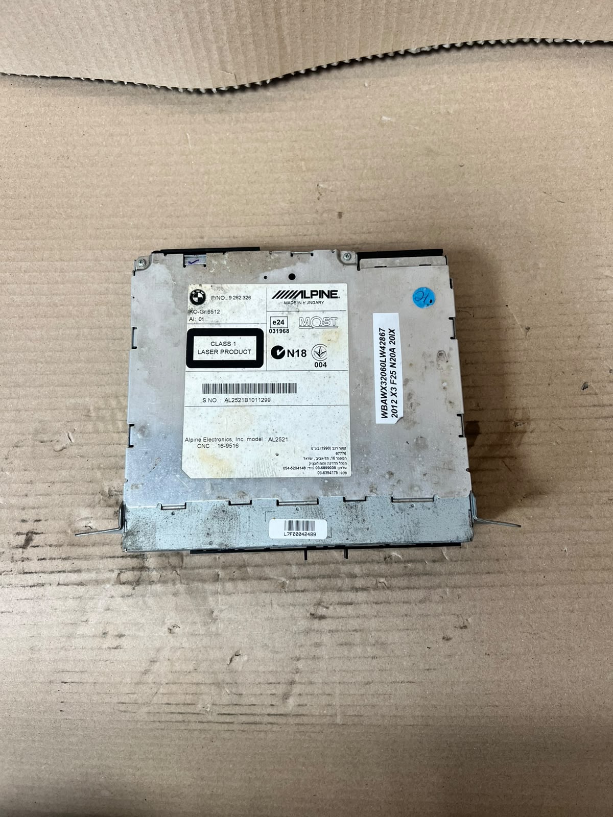 2012 BMW X3 F25 CD GPS iDrive Radio Navigation Head Unit 9262326 OEM