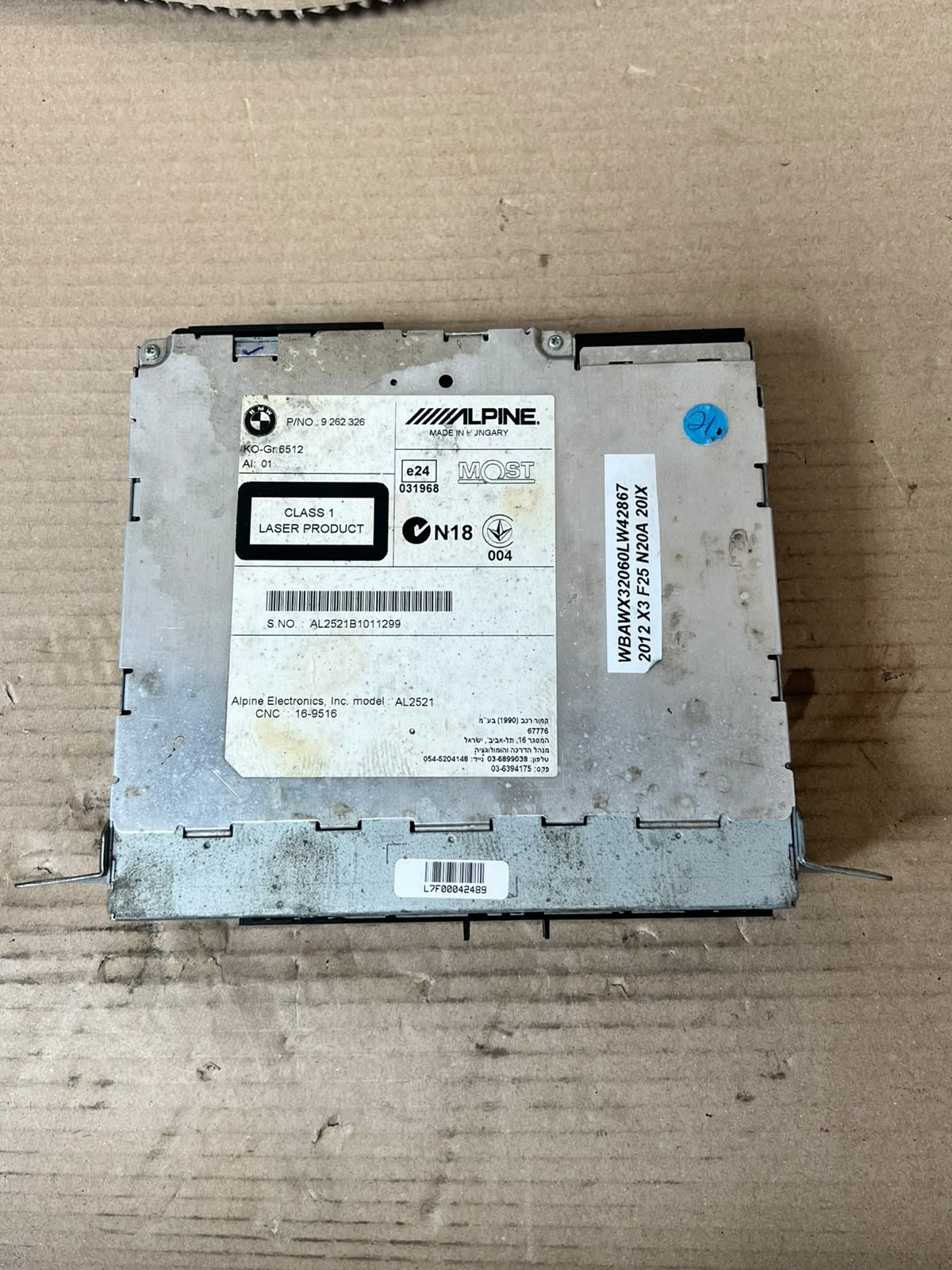 2012 BMW X3 F25 CD GPS iDrive Radio Navigation Head Unit 9262326 OEM