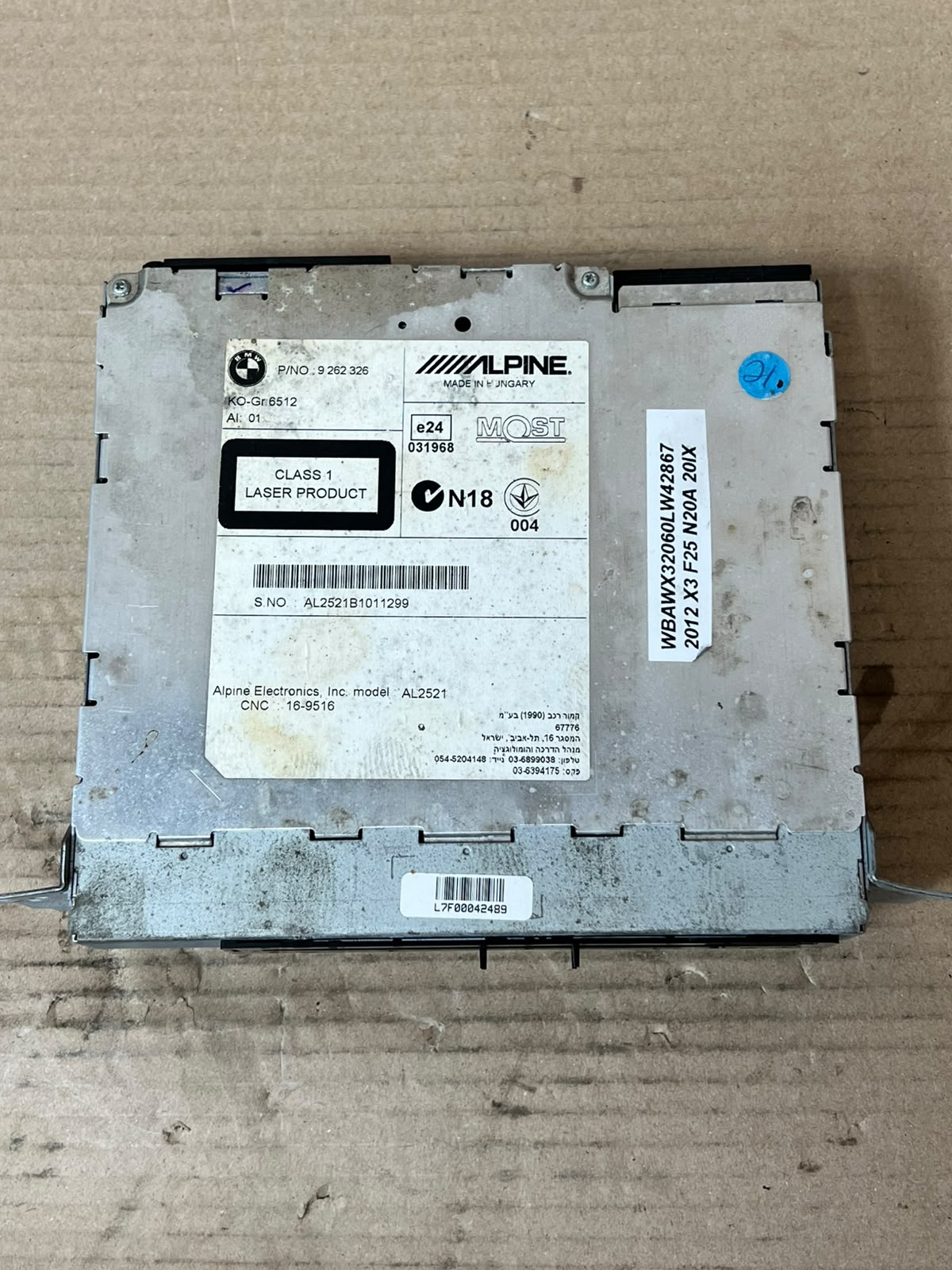 2012 BMW X3 F25 CD GPS iDrive Radio Navigation Head Unit 9262326 OEM