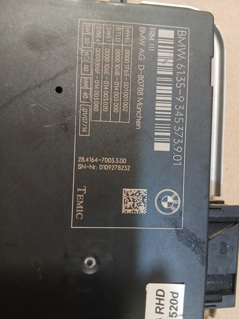 BMW 528i 535i 550i F10 F11 FRM3 Footwell Light Control Module 9345373 OEM