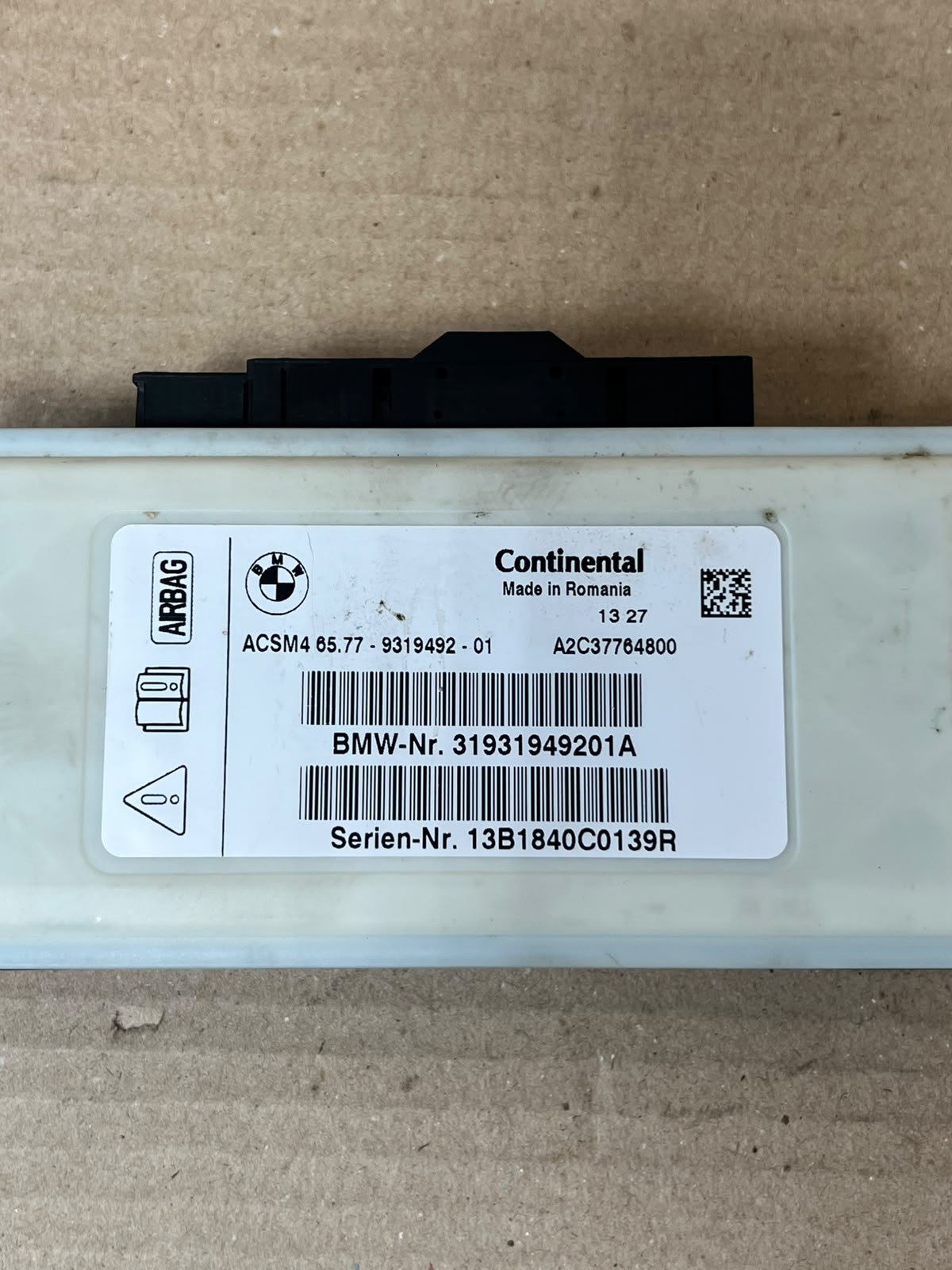BMW F01 F02 F06 F07 F10 F11 F25 X3 Airbag SRS Control Module 9319492 OEM