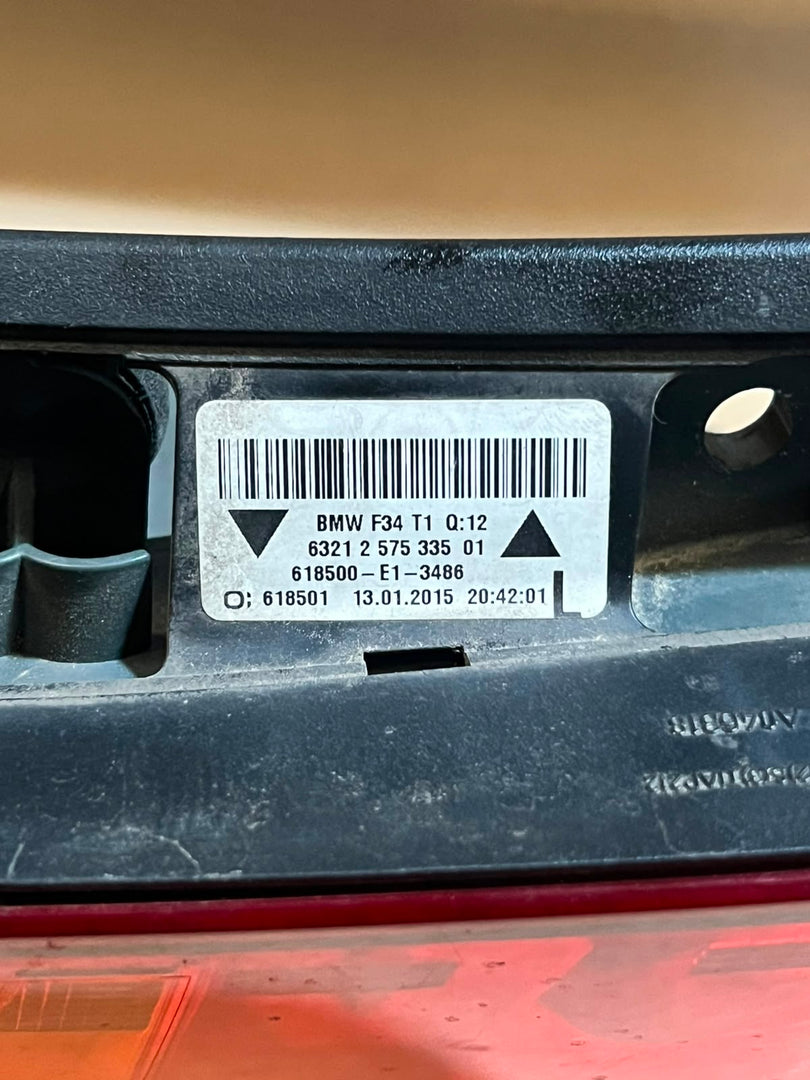 2015 BMW 320i GT F34 Rear Left Tail Light 2575335 OEM