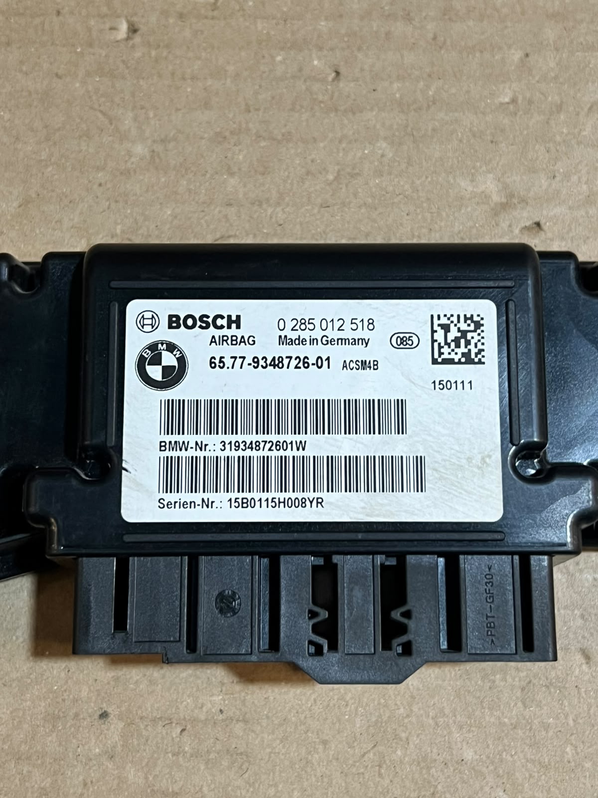 BMW F20 F21 F30 F31 Airbag SRS Control Module ECU 9348726 OEM