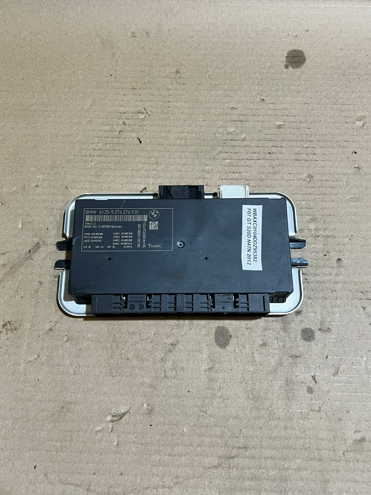 BMW 535i F07 F10 F11 F18 F12 F13 FRM3 Footwell Light Control Module 9274276 OEM