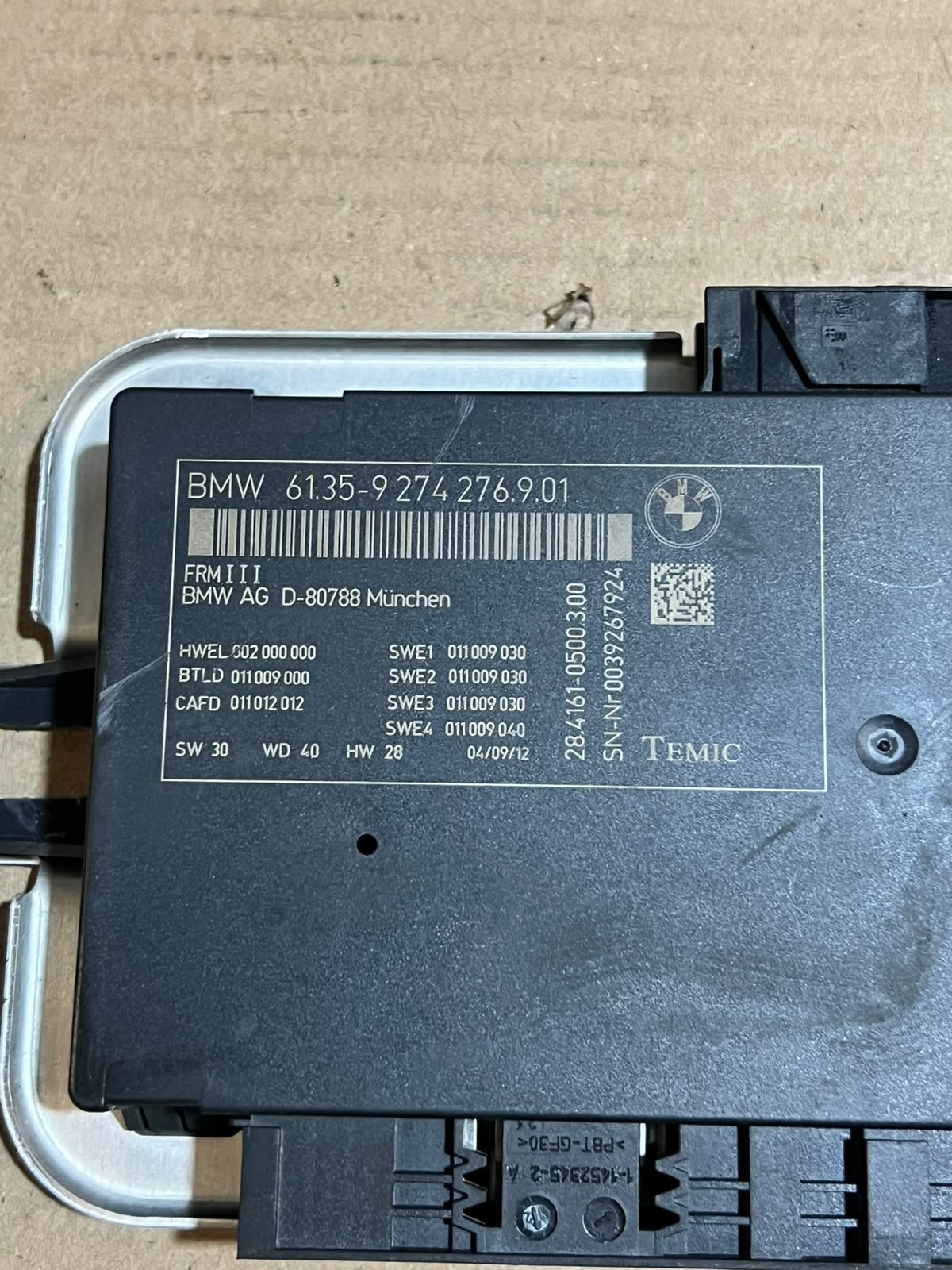 BMW 535i F07 F10 F11 F18 F12 F13 FRM3 Footwell Light Control Module 9274276 OEM