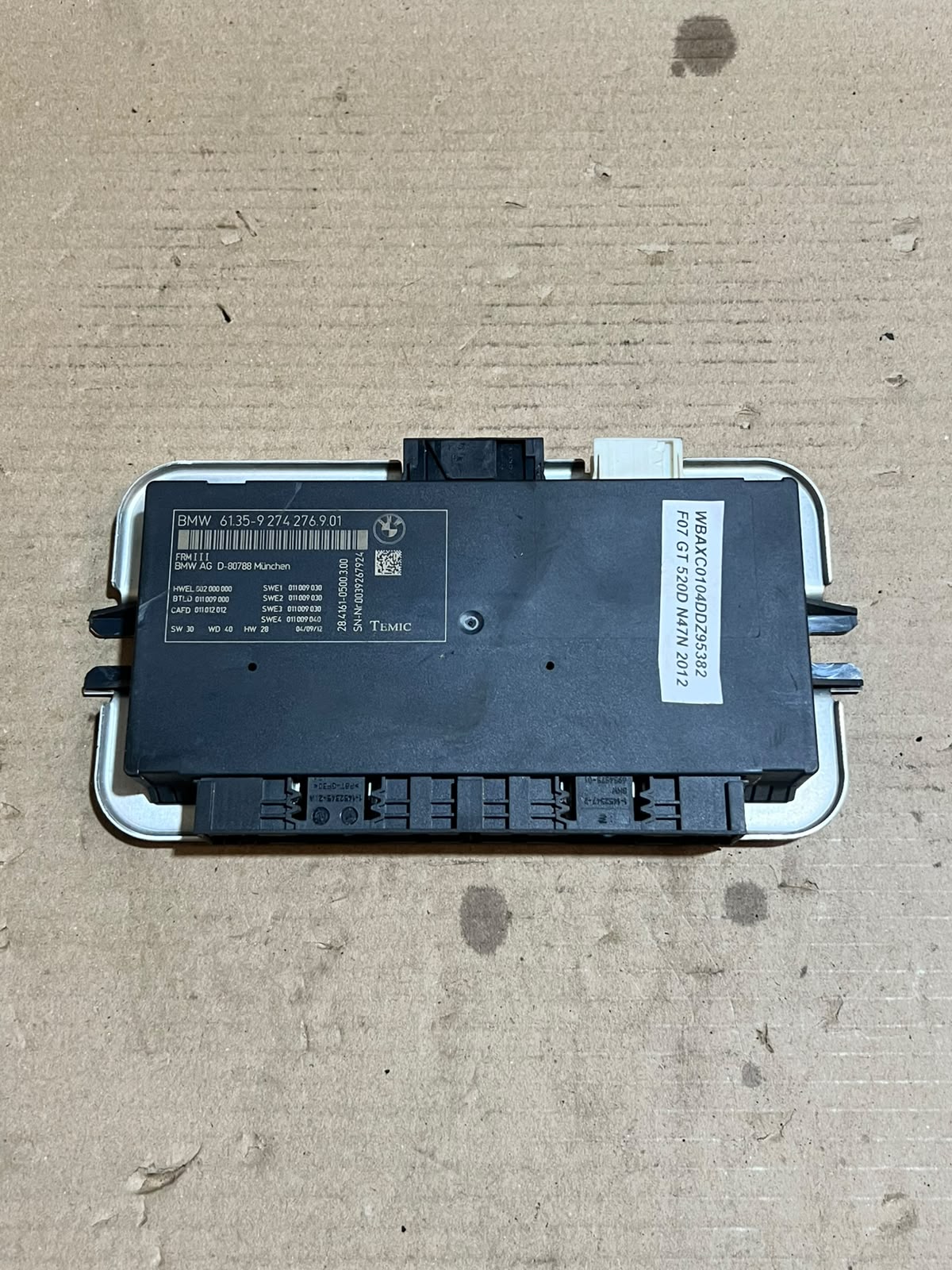 BMW 535i F07 F10 F11 F18 F12 F13 FRM3 Footwell Light Control Module 9274276 OEM