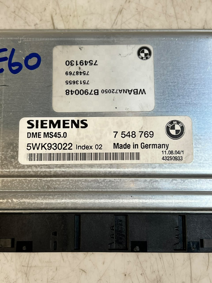 BMW 5 Series E60 520i M54 ECU DME CAS2 Key ELV Set 7548769 MS45.0 OEM