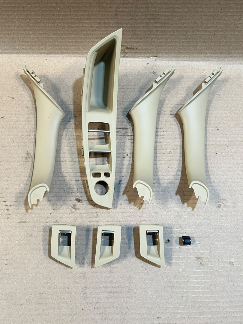BMW 5 Series F10 F11 F18 Beige Interior Door Pull Handle Window Switch Trim Set New