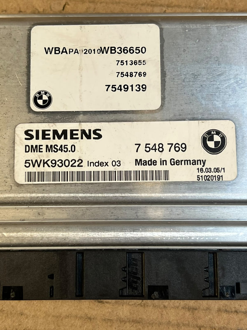 BMW 5 Series E60 E61 M54 ECU DME MS45.0 CAS Key ELV Set 7548769 OEM