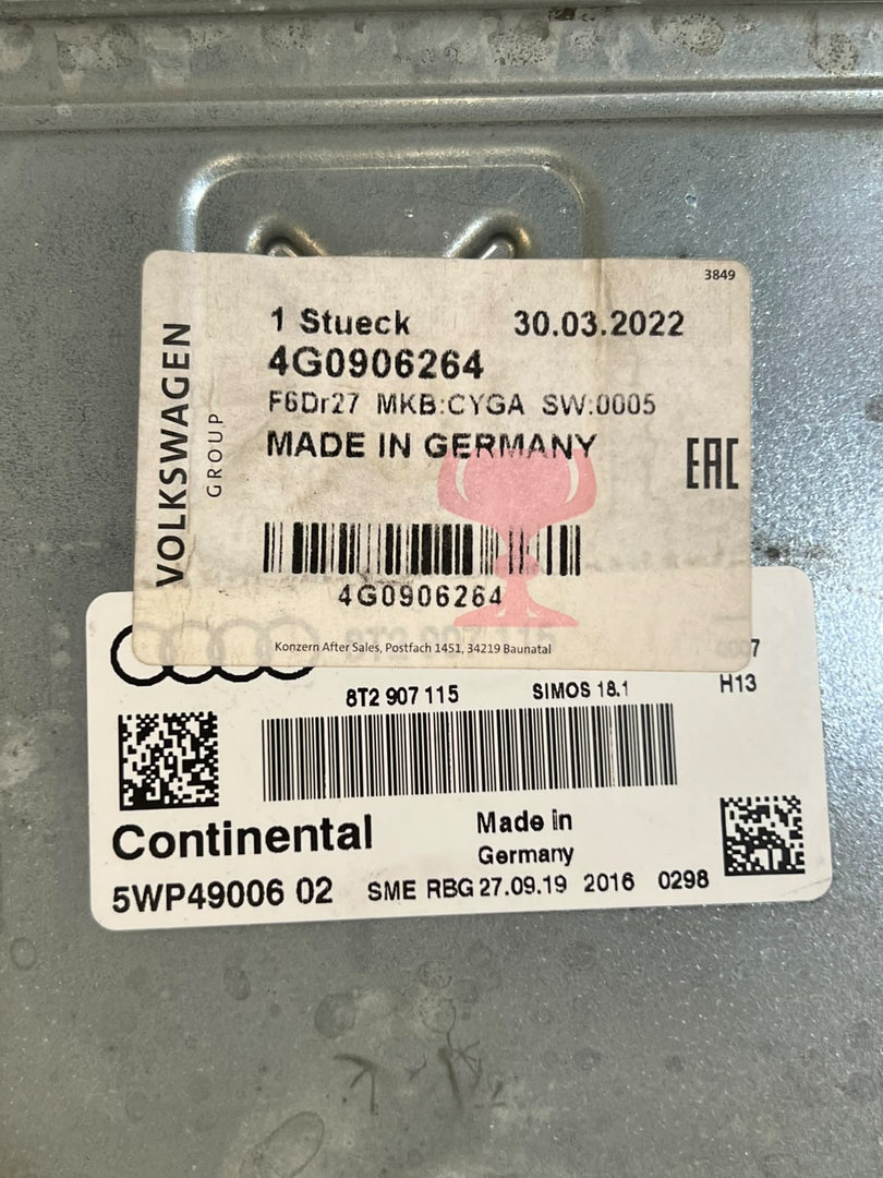 2013-2018 Audi A6 C7 1.8 TFSI SIMOS18.1 Engine Control Unit ECU ONLY 4G0906264