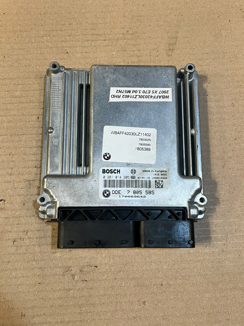 BMW X5 E70 3.0d M57N2 Engine ECU DDE CAS3 Key Set 7805585 0281014205 OEM