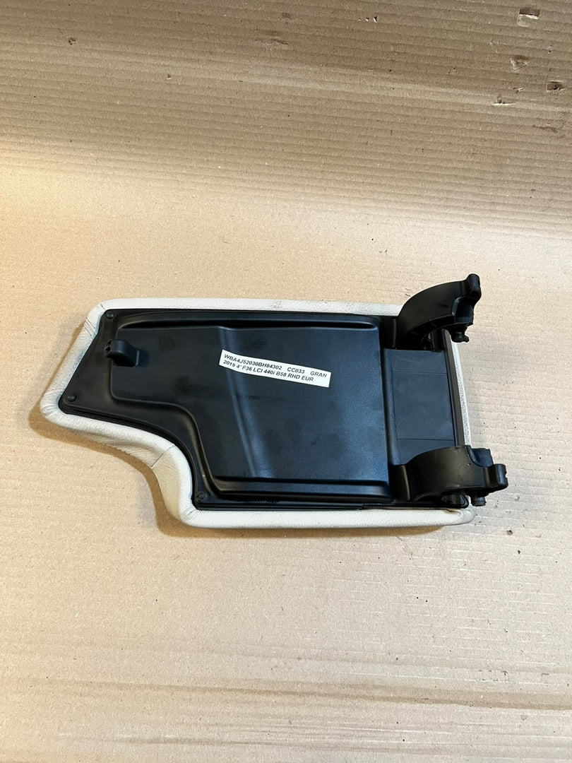BMW Center Console Armrest Lid White Leather Storage Cover OEM