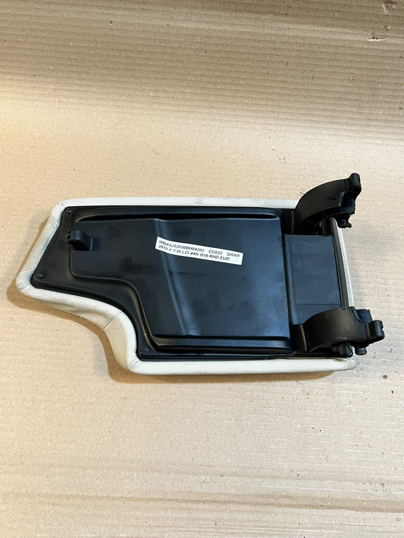 BMW Center Console Armrest Lid White Leather Storage Cover OEM