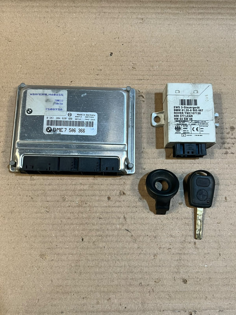 1999-2001 BMW 740i E39 M62 Engine Control Module SET DME + EWS + 1KEY 7506366