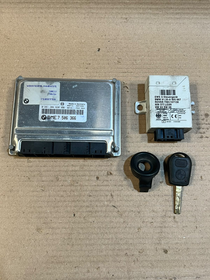 1999-2001 BMW 740i E39 M62 Engine Control Module SET DME + EWS + 1KEY 7506366